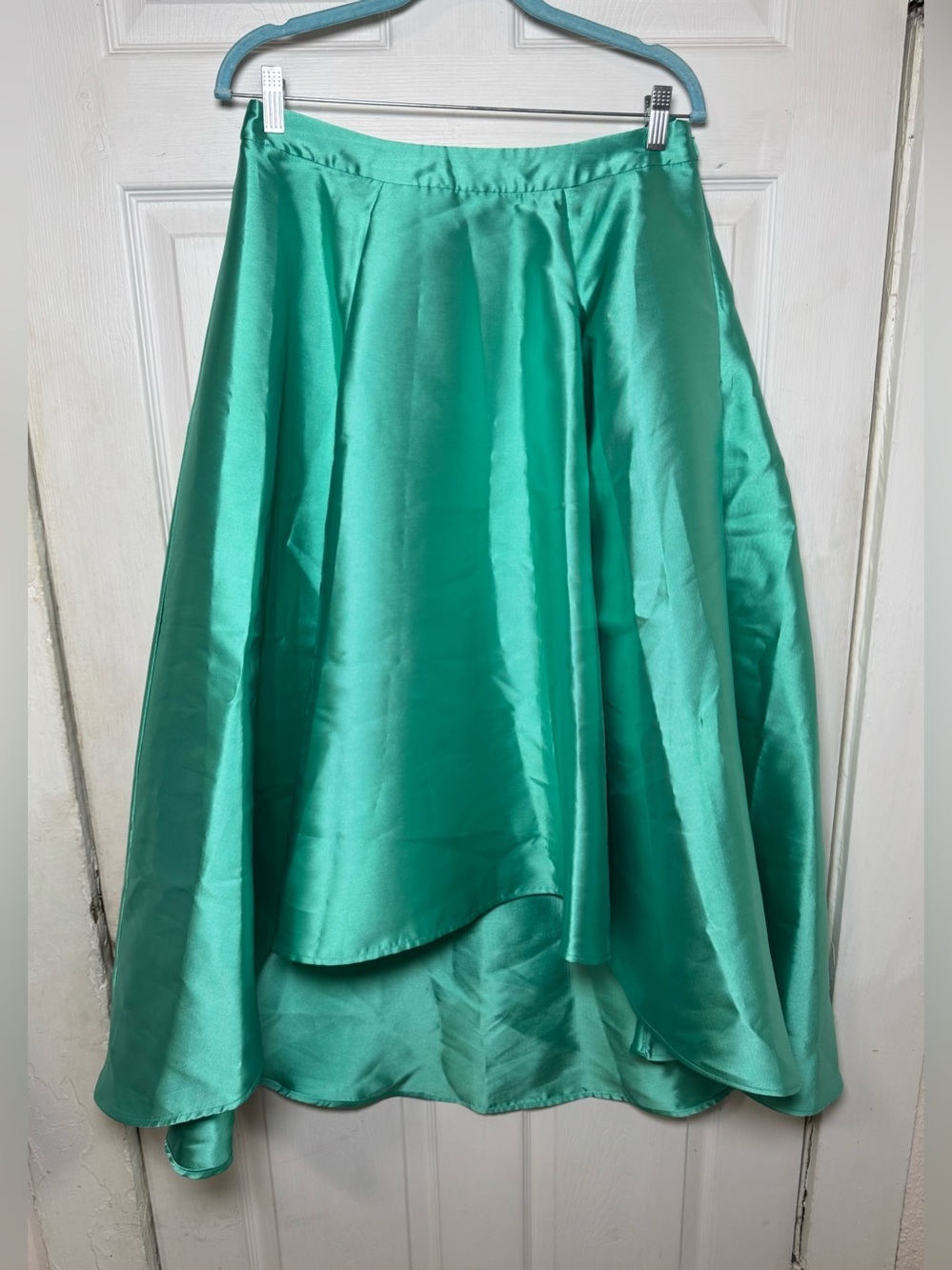 Belle Badgley Mischka High Low Maxi Skirt Women’s 12 Satin Sea Green Elegant